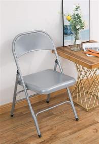 img 3 attached to 🪑 Stylish and Sturdy: Bold Tones Folding Chair in Gray with Full Metal Construction and Triple Bracing