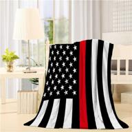 beauty decor geometric bed blanket: thin red line firefighter flag 40x50 inch flannel throw blanket for bedroom and living room sofa cover logo