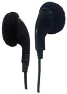 disposable headphones stereo black earbuds logo