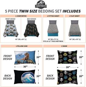 img 1 attached to 🦖 Franco Kids Bedding Super Soft Comforter and Sheet Set with Sham, Jurassic World - Twin Size