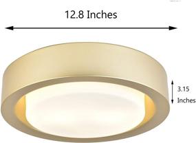 img 3 attached to COTULIN 12.8 Inch Gold Metal Plus Glass Flush Mount Ceiling Light - Perfect for Kitchen, Hallway, Bedroom, Living Room & Stairwell