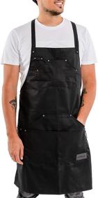 img 4 attached to 🔥 Premium Waterproof Heavy Duty Black Master Chef Apron for Men and Women with Pockets - BBQ Grill and Kitchen Apron for M to XXL Sizes