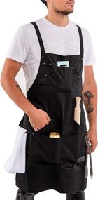 img 2 attached to 🔥 Premium Waterproof Heavy Duty Black Master Chef Apron for Men and Women with Pockets - BBQ Grill and Kitchen Apron for M to XXL Sizes