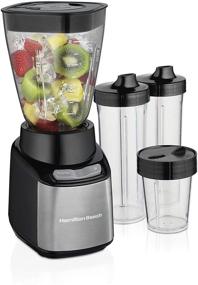 img 4 attached to Versatile and Convenient Blender: Hamilton Beach Stay or Go with 32oz Jar, Grinder for Nuts & Spices, Portable Cups, BPA Free (52400)