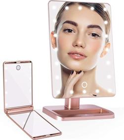 img 1 attached to Impressions Touch XL and Touchup Makeup Mirror Bundle: Travel Vanity Set with LED Lights, 5X Magnifying Glass, and Touch Sensor Switch (Rose Gold)