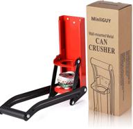 🍾 minliguy aluminum can crusher - wall mounted recycling tool for soda/beer/seltzer cans- 16oz/500ml capacity - can smasher with bottle opener (red) logo