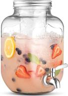 🍹 premium 1-gallon glass beverage dispenser with stainless steel spigot - leakproof design - wide mouth easy fill - ice cylinder for chilled outdoor parties and daily use logo