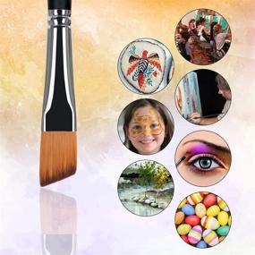 img 2 attached to 9pcs Oblique Tipped Paint Brushes Set for Acrylic Watercolor Oil Painting, Long Handle - Golden Maple Artist Paint Brushes Set