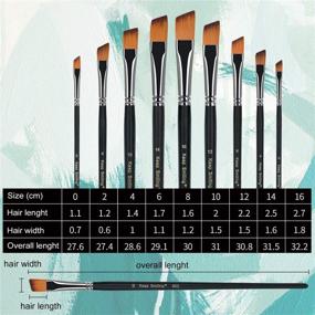 img 1 attached to 9pcs Oblique Tipped Paint Brushes Set for Acrylic Watercolor Oil Painting, Long Handle - Golden Maple Artist Paint Brushes Set