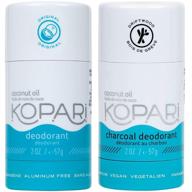 🥥 kopari original + charcoal aluminum-free deodorant - non-toxic, paraben free, gluten free & cruelty free men's and women's deodorant - organic coconut oil infused - 2 pack, 2.0 oz logo