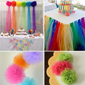 img 1 attached to 🌈 Supla 8 Color Rainbow Tulle Rolls - 6" Wide x 25 Yard/roll Tulle Netting Fabric Spool, 8 Color Satin Roll Ribbons - 2/5" Wide x 25 Yard/roll, and 12 Plain No Teeth Plastic Craft Headbands - 1" Wide