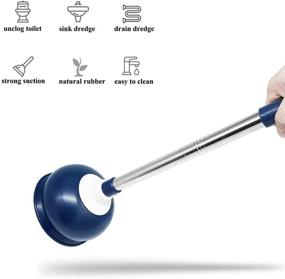 img 3 attached to 🚽 AUMUA Heavy Duty Toilet Plunger with Holder - Powerful Bathroom Clog Remover Tool, Strong Suction - Blue