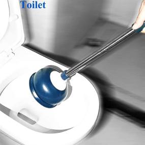 img 2 attached to 🚽 AUMUA Heavy Duty Toilet Plunger with Holder - Powerful Bathroom Clog Remover Tool, Strong Suction - Blue