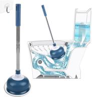 🚽 aumua heavy duty toilet plunger with holder - powerful bathroom clog remover tool, strong suction - blue logo