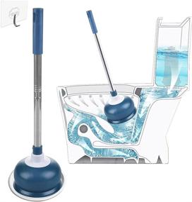 img 4 attached to 🚽 AUMUA Heavy Duty Toilet Plunger with Holder - Powerful Bathroom Clog Remover Tool, Strong Suction - Blue