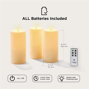 img 2 attached to 🕯️ Waterproof Outdoor Flameless Pillar Candles - 3 Inch, 4 Pack, Battery Operated, Realistic Flickering Warm White Light, Remote Timer Included