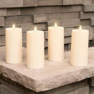 🕯️ waterproof outdoor flameless pillar candles - 3 inch, 4 pack, battery operated, realistic flickering warm white light, remote timer included логотип