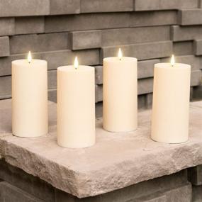 img 4 attached to 🕯️ Waterproof Outdoor Flameless Pillar Candles - 3 Inch, 4 Pack, Battery Operated, Realistic Flickering Warm White Light, Remote Timer Included