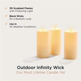 img 3 attached to 🕯️ Waterproof Outdoor Flameless Pillar Candles - 3 Inch, 4 Pack, Battery Operated, Realistic Flickering Warm White Light, Remote Timer Included