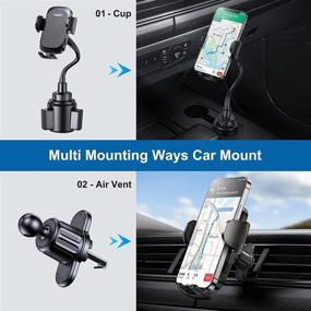 img 3 attached to 📱 Cup Holder Phone Mount with Vent Clip - Universal Cell Phone Cup Holder for Car, SUV, Truck, RVs - Adjustable & Ultra Steady - Compatible with iPhone 12/12 Pro/11/XS/8/7, Samsung S21/20, Google Pixel