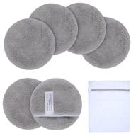 🌿 kinhwa reusable makeup remover pads: washable microfiber face cloths for gentle cleansing - 6 pack soft round pads in light-gray logo