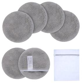 img 4 attached to 🌿 KinHwa Reusable Makeup Remover Pads: Washable Microfiber Face Cloths for Gentle Cleansing - 6 Pack Soft Round Pads in Light-gray