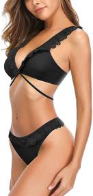 img 2 attached to SHEKINI Women's Criss Cross Ruffle String Bikini with Tie-Side Bottoms - Trendy Bathing Suits for Beach