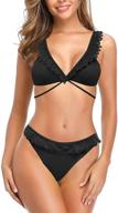 shekini women's criss cross ruffle string bikini with tie-side bottoms - trendy bathing suits for beach logo