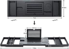 img 2 attached to 🛀 Ванная лоток HBlife [Долговечный, антискользящий] - идеальный лоток для ванны и кровати для одного или двух человек, расширяется для подхода к любой ванне, включает держатель для мобильного телефона, iPad и бокала для вина, а также бесплатный держатель для мыла - черный