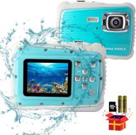 📸 yeein waterproof kids camera - digital childrens camera 21mp hd 3m underwater, 2.0 inch lcd display, 32g sd card included - best gift for children (blue) logo