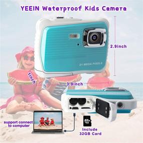 img 2 attached to 📸 YEEIN Waterproof Kids Camera - Digital Childrens Camera 21MP HD 3M Underwater, 2.0 Inch LCD Display, 32G SD Card Included - Best Gift for Children (Blue)