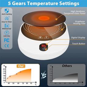 img 3 attached to Тепловая подставка для чашек с автоматическим выключением, до 203 ℉, функция умного таймера, цифровой дисплей с 5 режимами, сенсорные кнопки, 50W электрическая подставка для чашек на стол, чай, молоко, напитки, плита для нагрева воска.