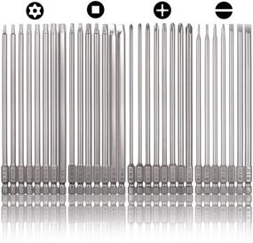 img 4 attached to 🔧 WENORA 30-частый набор бит для шуруповерта из S2-стали, 4-дюймовий набор безопасных бит в комплекте с дополнительным длинным магнитным набором отверток и сумкой на молнии - зарубежные, крестовые, квадратные и Торкс-биты | 1/4-дюймовая шестигранная хвостовая часть