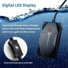 img 1 attached to 🐢 PONDFORSE 50W/100W Submersible Mini Aquarium Heater with Digital LED Temperature Display, Adjustable External Temperature Controller for Turtle Fish Tank