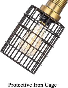 img 2 attached to 💡 Pauwer Adjustable Industrial Metal Cage Wall Lamp with Pulley - Elegant Farmhouse Pendant Lamp with Plug-in and On/Off Switch