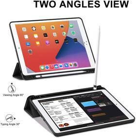 img 1 attached to 📱 GHINL iPad 10.2-Inch Case (2021/2020/2019) with Pencil Holder - Sleek Black Protective Cover with Smart Magnetic Stand