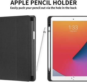 img 3 attached to 📱 GHINL iPad 10.2-Inch Case (2021/2020/2019) with Pencil Holder - Sleek Black Protective Cover with Smart Magnetic Stand