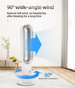 img 2 attached to 💨 White/Silver 32-inch Tower Fan with 9 Speeds, 9-Hour Timer, 90° Oscillation - Remote Control Air Circulator Fan for Room