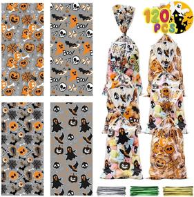 img 4 attached to JOLOT 120Pcs Halloween Cellophane Goodie