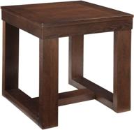 contemporary watson square end table by signature design, in dark brown logo