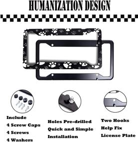 img 1 attached to DZGlobal 2 шт., рамка для номерного знака с черной собакой, универсальный узор в виде лапы животного, рамки для автомобильных номеров, держатель для номерного знака в виде кошачьих лап, 4 отверстия для автомобиля