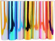 🌈 mifengda 7 sheets holographic opal craft vinyl adhesive rainbow plating lettering sticker - multi opal rainbow colors for craft cutters, diy, sign plotters, bottles, cups - 12"x12 logo