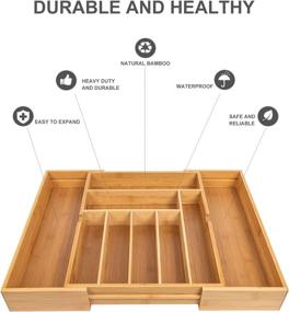 img 1 attached to 🍴 Expandable Bamboo Cutlery Drawer Organizer for Utensils, Silverware, Flatware, Knives – Kitchen, Bedroom, Living Room, Bathroom Drawer Dividers