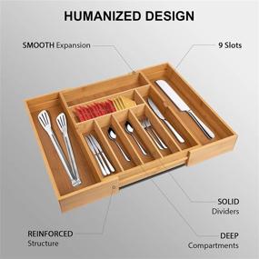 img 3 attached to 🍴 Expandable Bamboo Cutlery Drawer Organizer for Utensils, Silverware, Flatware, Knives – Kitchen, Bedroom, Living Room, Bathroom Drawer Dividers