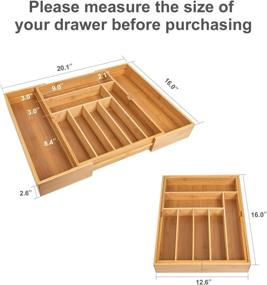 img 2 attached to 🍴 Expandable Bamboo Cutlery Drawer Organizer for Utensils, Silverware, Flatware, Knives – Kitchen, Bedroom, Living Room, Bathroom Drawer Dividers