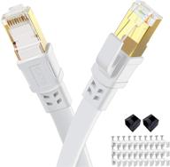 🔌 50 футовый кабель ethernet cat 8 - высокоскоростной плоский сетевой кабель 26awg, защищенный 40 гбит/c rj45 lan кабель для ps4 и гейминга - превосходит cat7/cat6/cat5 по скорости. логотип