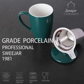 img 3 attached to SWEEJAR Porcelain Tea Mug: Infuser, Lid, and Filter Included | 16 OZ Loose Leaf 🍵 Tea Cup Steeper | Ideal for Tea/Coffee/Milk | Perfect for Women, Office, Home, and Gifting | Jade