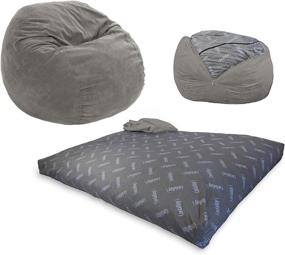 img 4 attached to 🪑 CordaRoy's Corduroy Convertible Bean Bag Chair Bed, Grey - Full Size | As Seen on Shark Tank