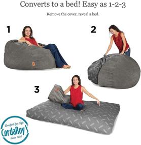 img 3 attached to 🪑 CordaRoy's Corduroy Convertible Bean Bag Chair Bed, Grey - Full Size | As Seen on Shark Tank