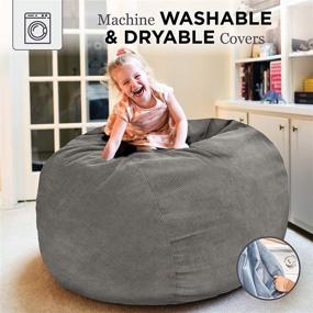 img 1 attached to 🪑 CordaRoy's Corduroy Convertible Bean Bag Chair Bed, Grey - Full Size | As Seen on Shark Tank